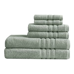 Clean Spaces 6-Piece Cotton Sustainable Blend Towel Set in Green