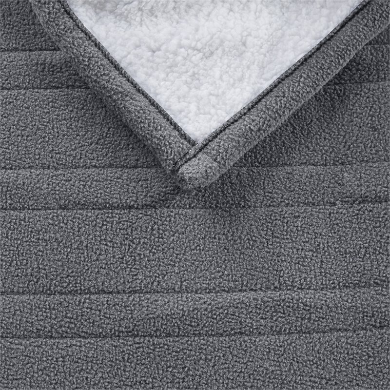 Serta Polyester Fabric Fleece to Sherpa Heated Electric Throw in Gray