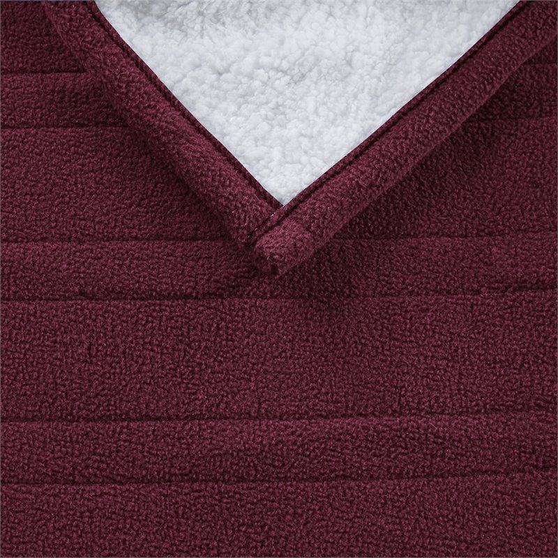 Serta Polyester Fabric Fleece to Sherpa Heated Electric Throw in Red