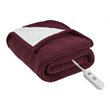 Serta Polyester Fabric Fleece to Sherpa Heated Electric Throw in Red