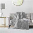 Serta Polyester Fabric Shaggy Fur Heated Electric Throw in Gray