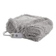 Serta Polyester Fabric Shaggy Fur Heated Electric Throw in Gray