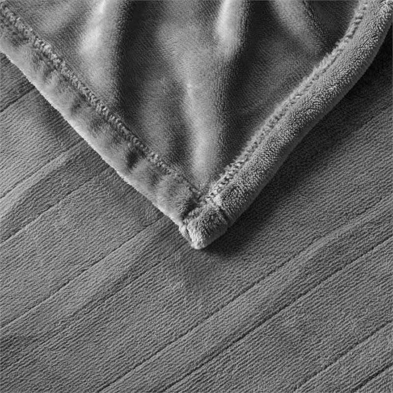 Serta Polyester Fabric Microlight Heated Electric Throw in Gray