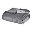 Serta Polyester Fabric Microlight Heated Electric Throw in Gray