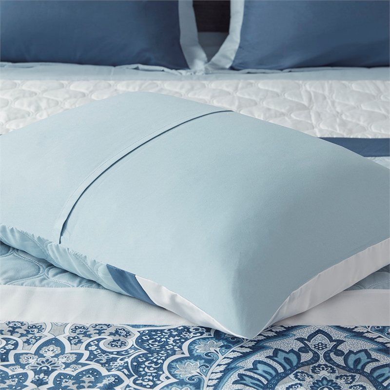 510 Design Shawnee 8-Piece Transitional Fabric Comforter Set in Blue Finish