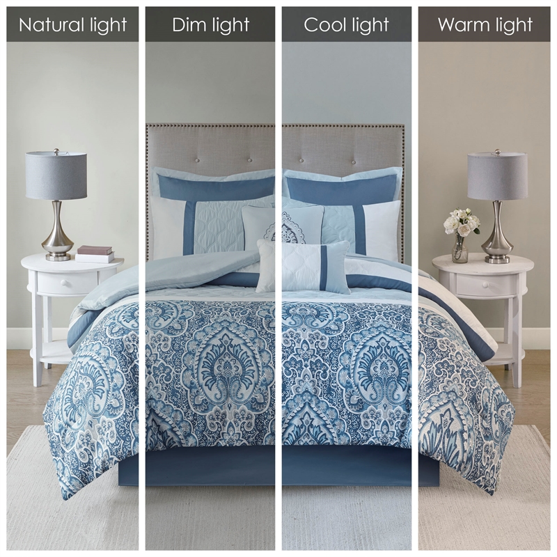 510 Design Shawnee 8-Piece Transitional Fabric Comforter Set - Blue Finish