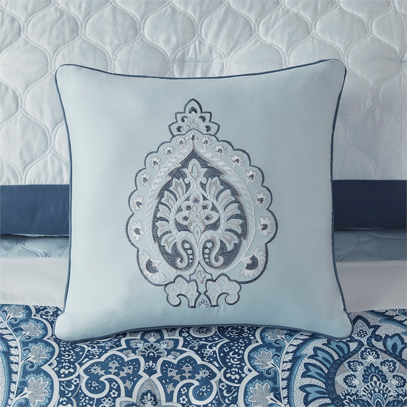 510 Design Shawnee 8-Piece Transitional Fabric Comforter Set - Blue Finish