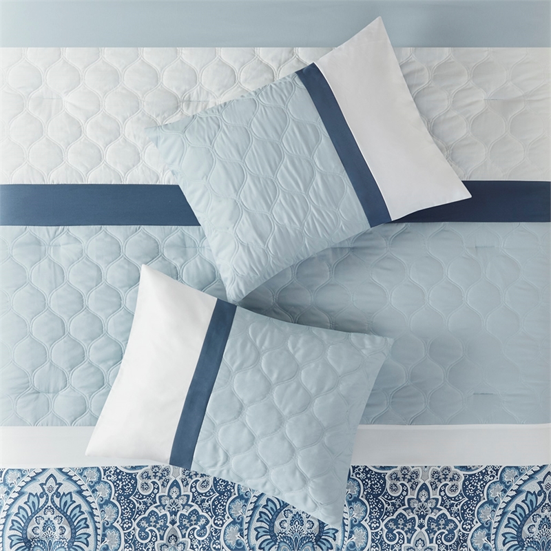 510 Design Shawnee 8-Piece Transitional Fabric Comforter Set - Blue Finish