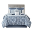 510 Design Shawnee 8-Piece Transitional Fabric Comforter Set - Blue Finish