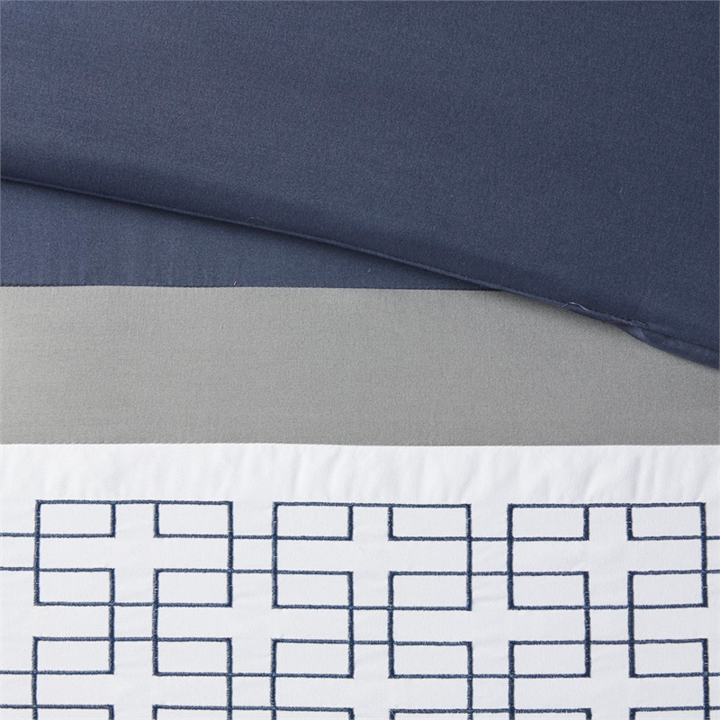 510 Design Powell 8-Piece Modern Fabric Embroidered Comforter Set - Navy