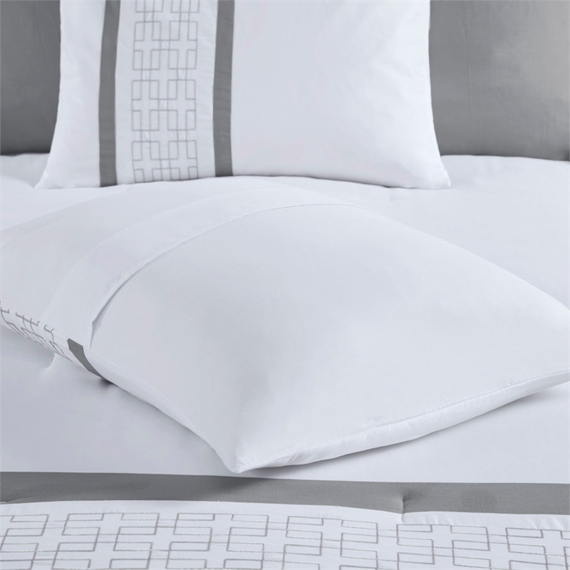 510 Design Powell 8-Piece Modern Fabric Embroidered Comforter Set - White