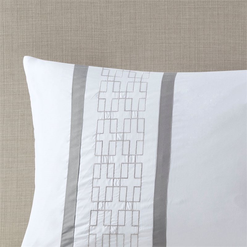 510 Design Powell 8-Piece Modern Fabric Embroidered Comforter Set - White