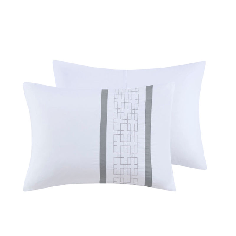 510 design powell 8-piece fabric embroidered comforter set - white