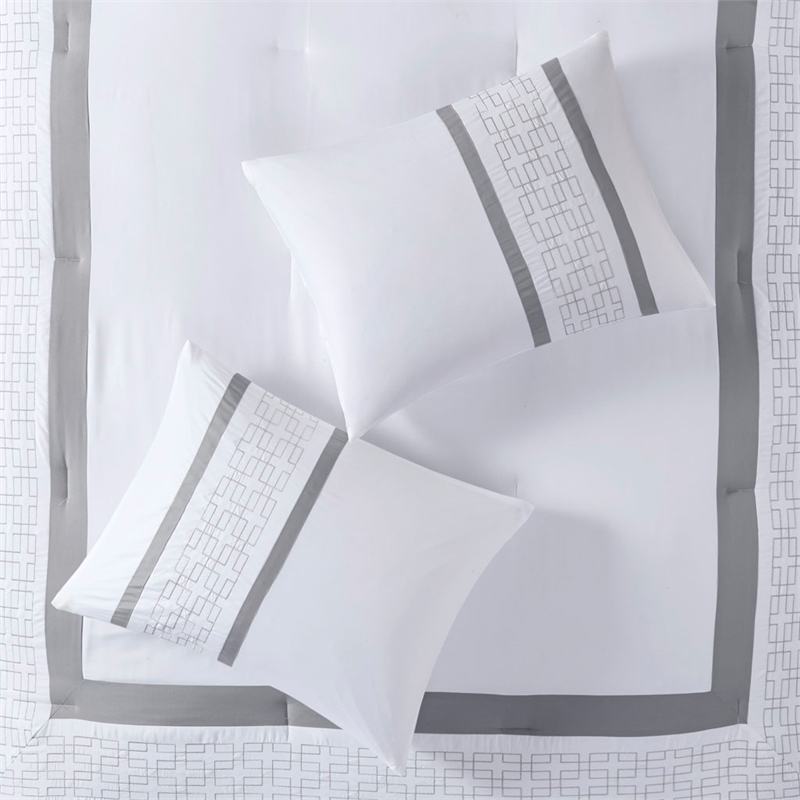 510 design powell 8-piece fabric embroidered comforter set - white