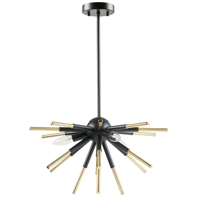 INK+IVY Ely 3-Light Modern Metal and Wire Spiked Chandelier in Black