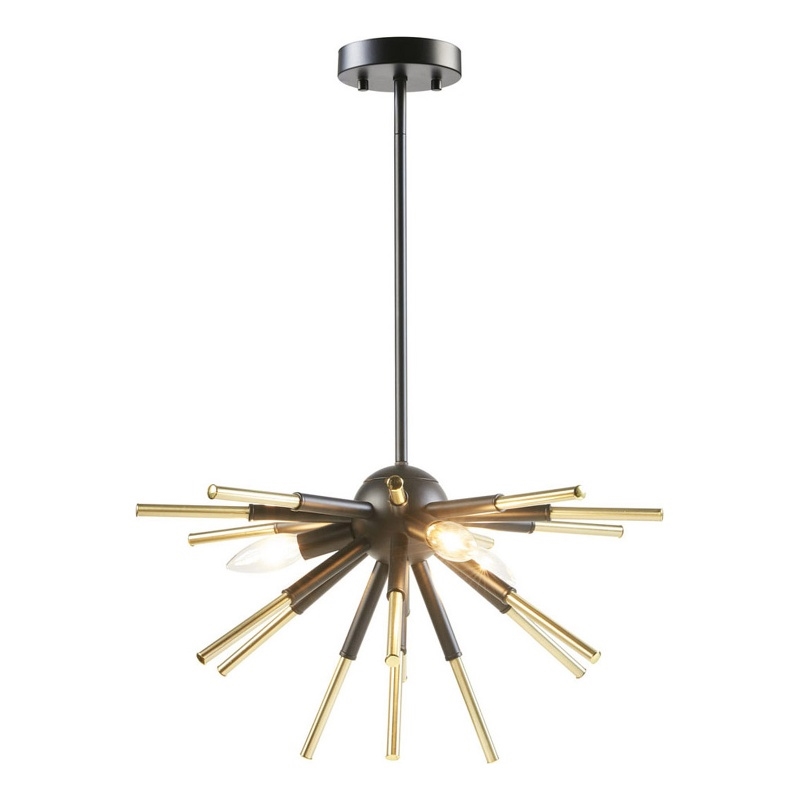 INK+IVY Ely 3-Light Modern Metal and Wire Spiked Chandelier in Black