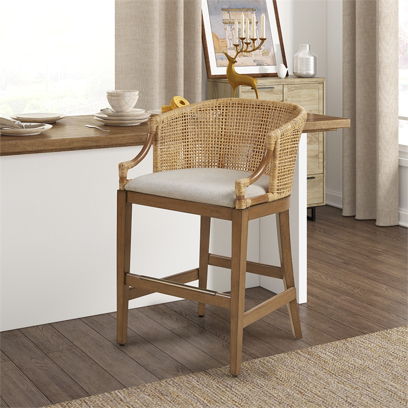 Martha Stewart Playa Handcrafted Rattan Counter Stool 25