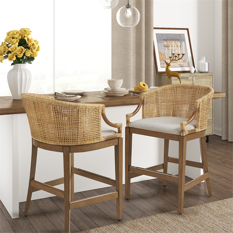Martha Stewart Playa Handcrafted Rattan Counter Stool 25