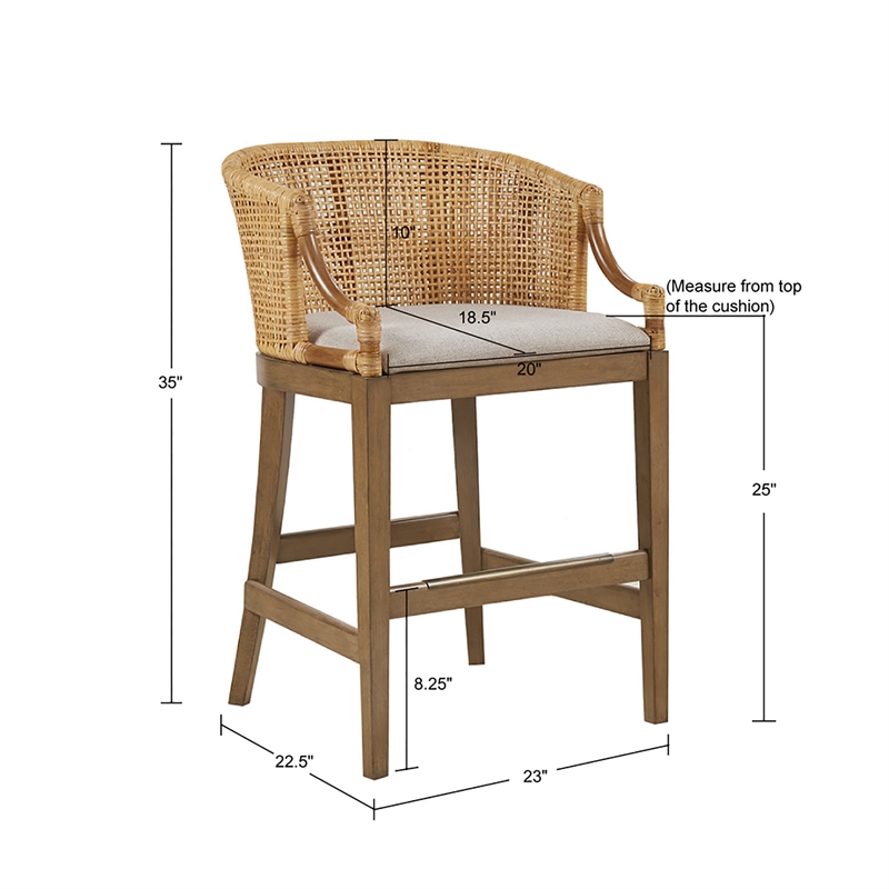 Martha Stewart Playa Handcrafted Rattan Counter Stool 25