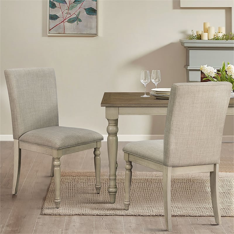 Martha Stewart Fiona Upholstered Dining Chair Set of 2 in Light Grey