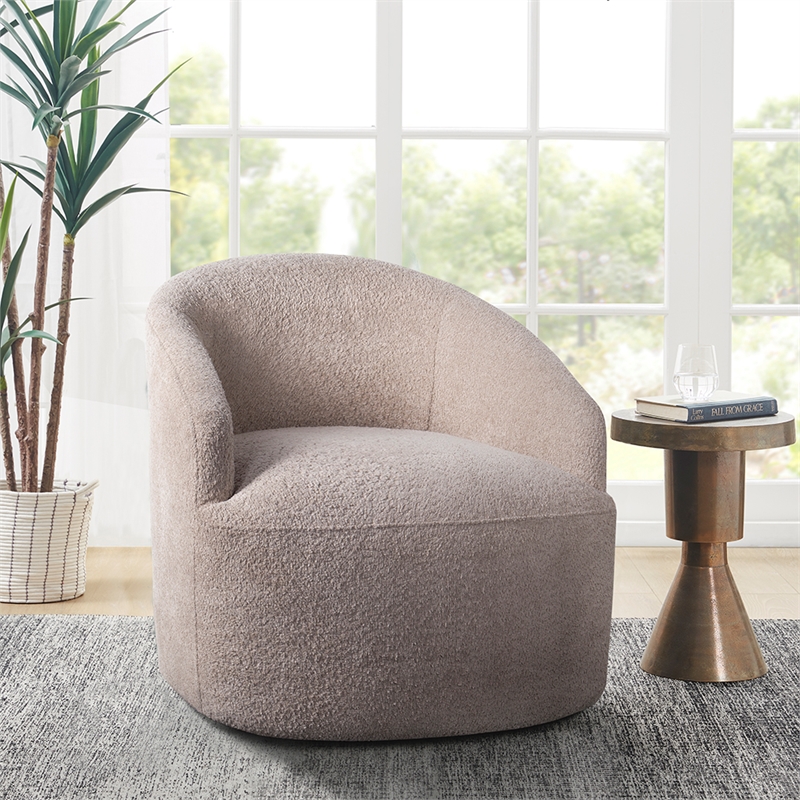 INK+IVY Bonn Upholstered 360 Degree Swivel Chair in Ivory