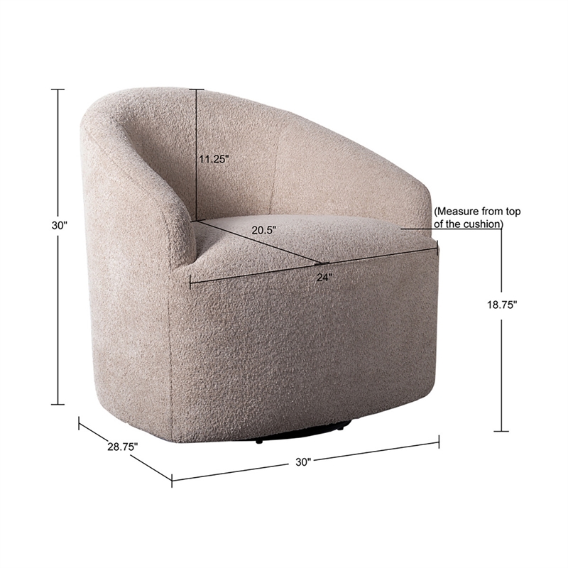 INK+IVY Bonn Upholstered 360 Degree Swivel Chair in Ivory