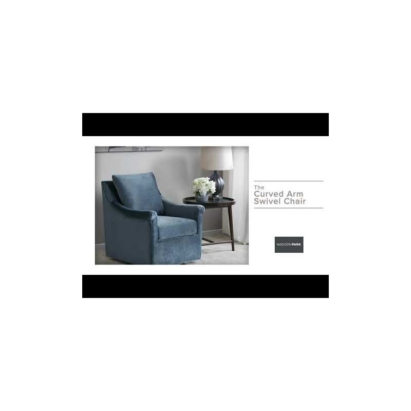 Madison Park Deanna Upholstered Swivel Accent Chair in Blue