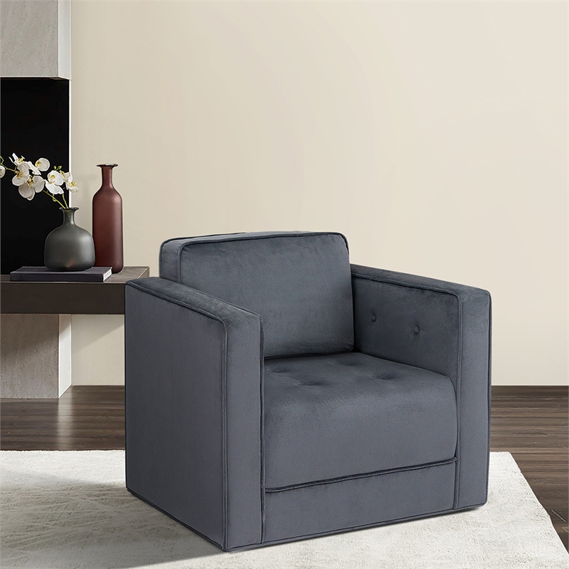 Martha Stewart Madrid 360 Degree Upholstered Swivel Chair in Gray