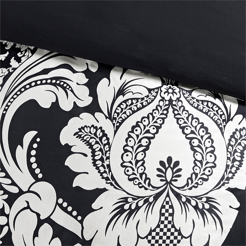 Madison Park Vienna 7-Piece Transitional Cotton Printed Comforter Set - Black