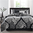 Madison Park Vienna 7-Piece Transitional Cotton Printed Comforter Set - Black