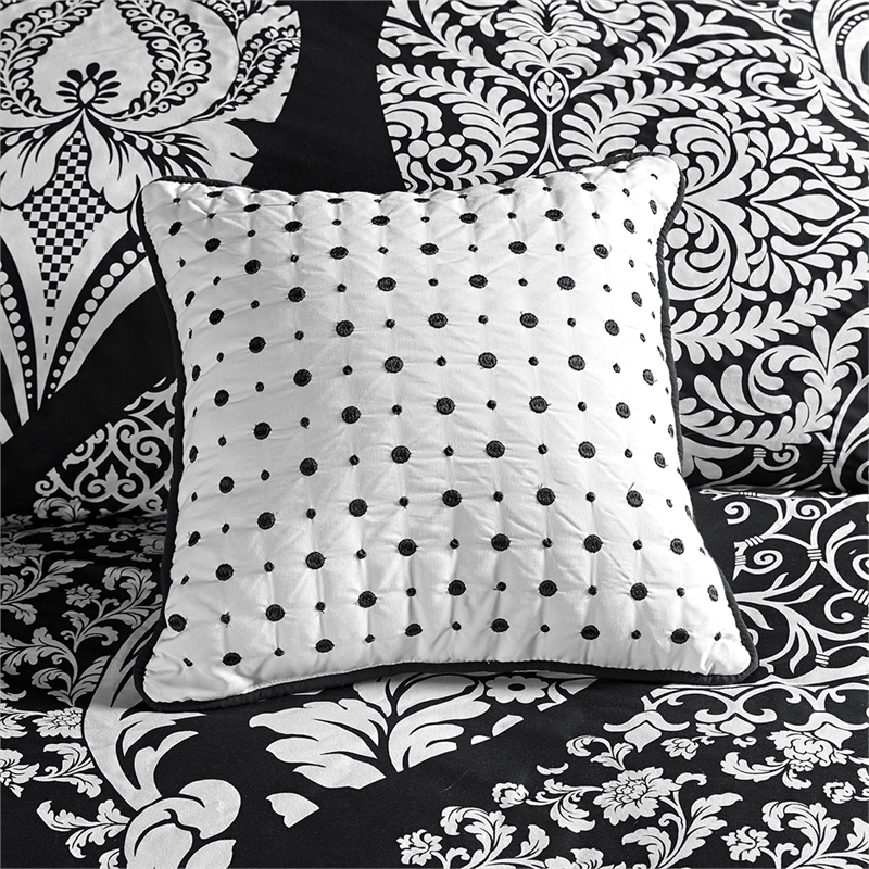 Madison Park Vienna 7-Piece Transitional Cotton Printed Comforter Set - Black