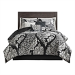 Madison Park Vienna 7-Piece Transitional Cotton Printed Comforter Set - Black