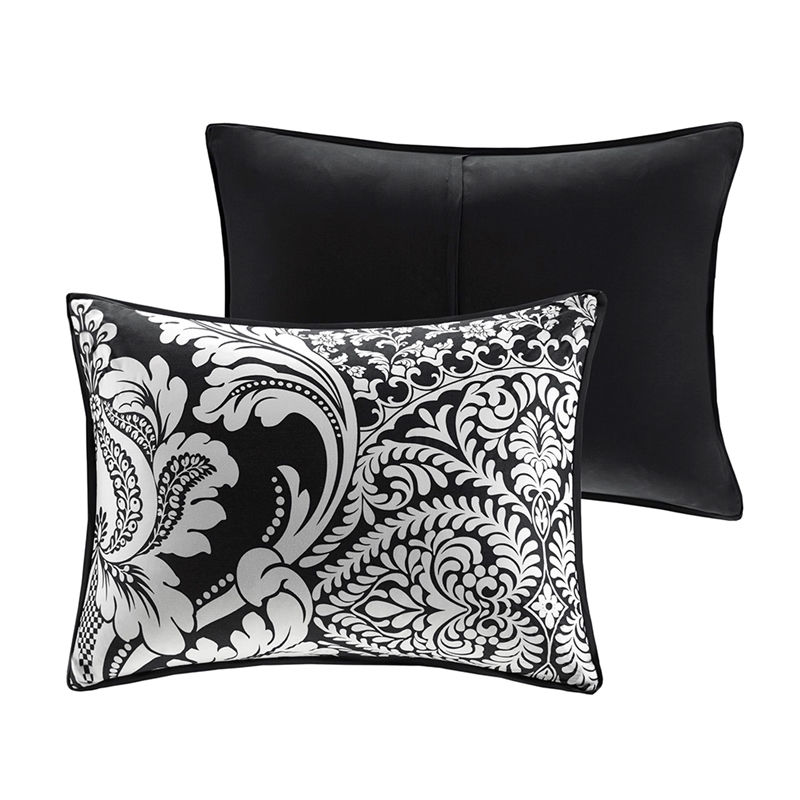 Madison Park Vienna 7-Piece Transitional Cotton Printed Comforter Set in Black