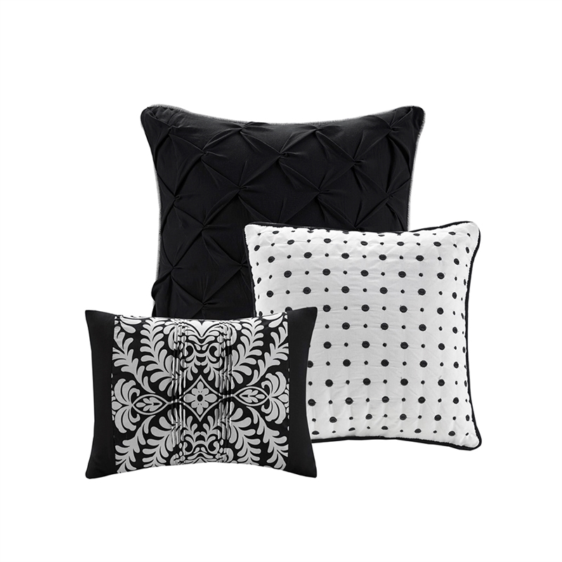 Madison Park Vienna 7-Piece Transitional Cotton Printed Comforter Set in Black