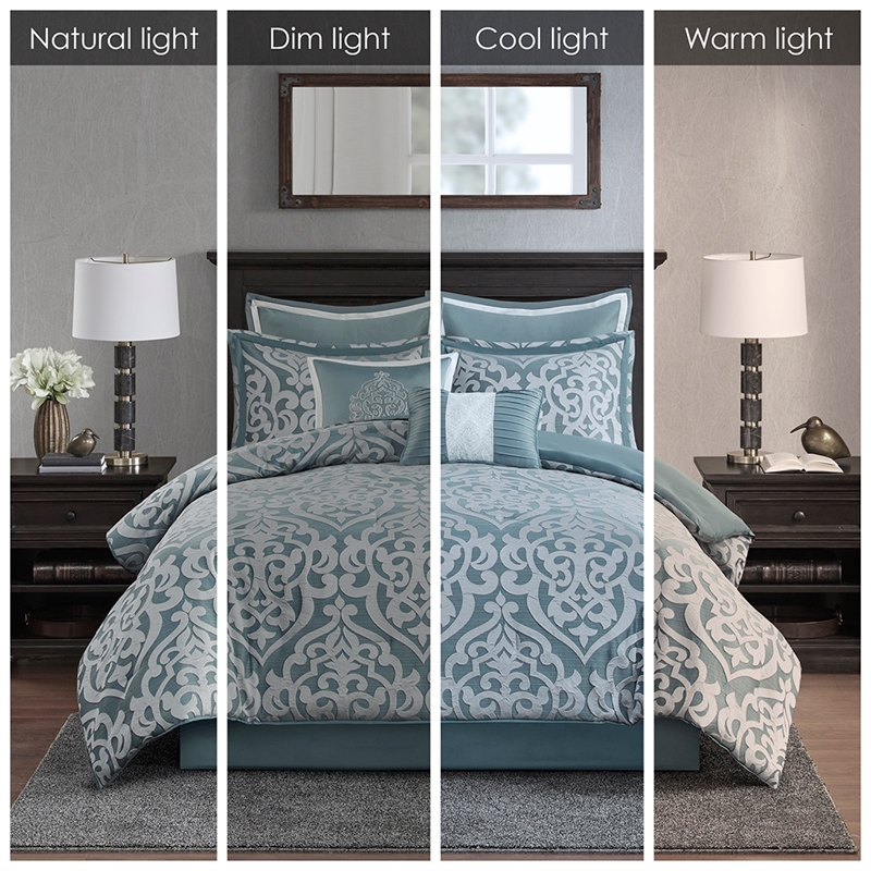 Madison Park Odette 8-Piece Fabric Jacquard Comforter Set - Blue