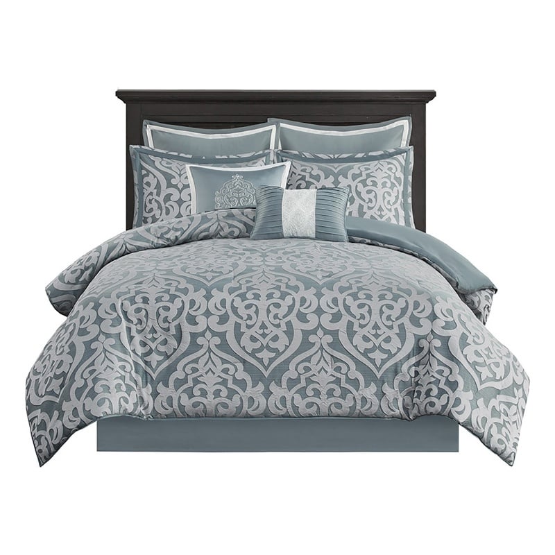 Madison Park Odette 8-Piece Fabric Jacquard Comforter Set - Blue