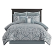 Madison Park Odette 8-Piece Fabric Jacquard Comforter Set - Blue