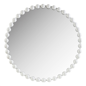 Madison Park Signature Marlowe 36&quot Round Modern Wood Wall Decor Mirror in White