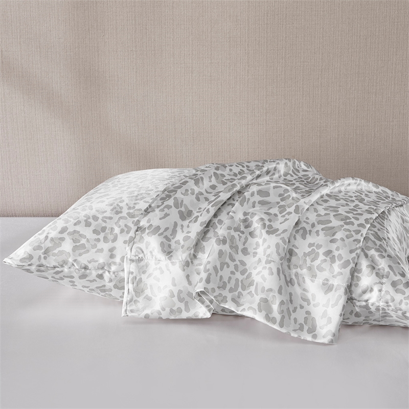 Madison Park Essentials Printed Satin 2-Piece Modern Fabric Pillowcases - Gray