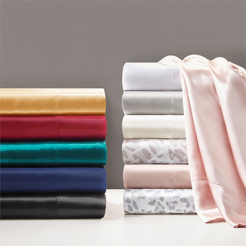 Madison Park Essentials Printed Satin 2-Piece Modern Fabric Pillowcases - Gray