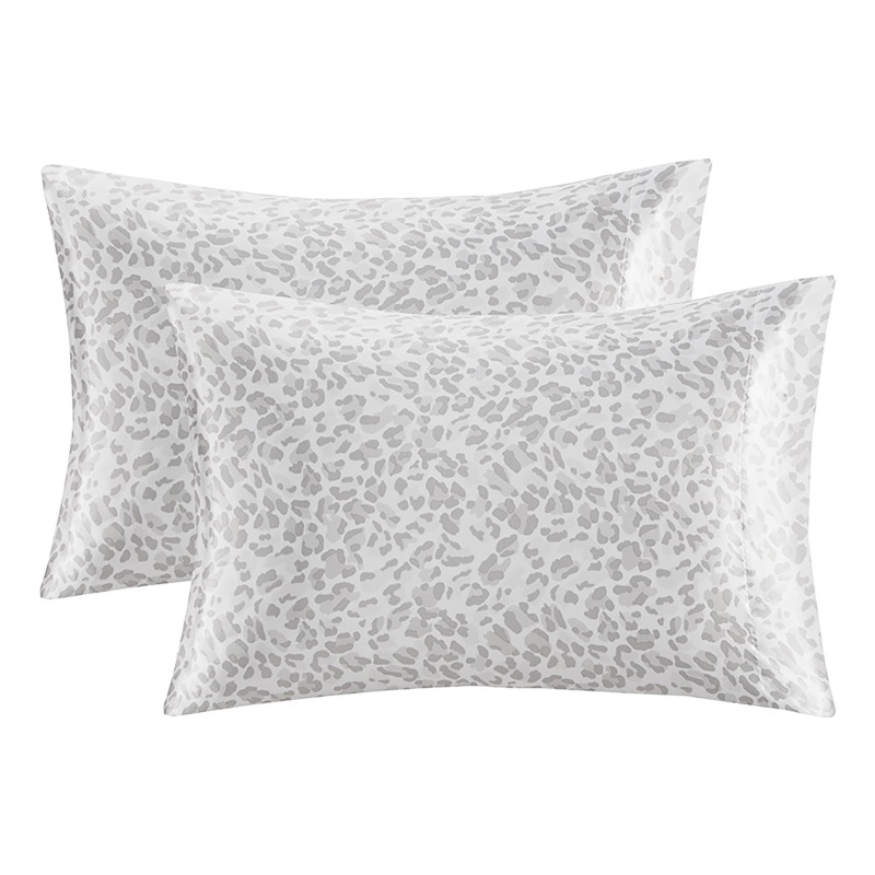 Madison Park Essentials Printed Satin 2-Piece Modern Fabric Pillowcases - Gray