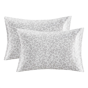 Madison Park Essentials Printed Satin 2-Piece Modern Fabric Pillowcases in Gray