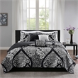 Madison Park Vienna 6-Piece Cotton Reversible Coverlet Set in Black