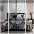 Madison Park Vienna 6-Piece Cotton Reversible Coverlet Set in Black