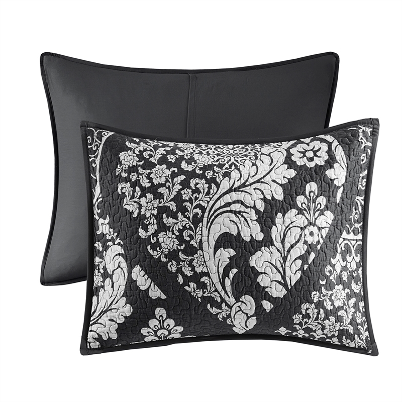 Madison Park Vienna 6-Piece Cotton Reversible Coverlet Set in Black