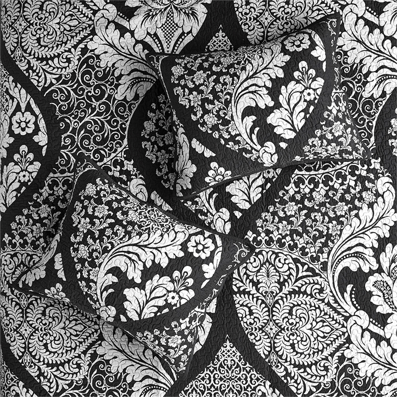 Madison Park Vienna 6-Piece Cotton Reversible Coverlet Set in Black