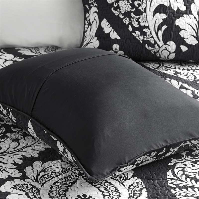 Madison Park Vienna 6-Piece Cotton Reversible Coverlet Set in Black