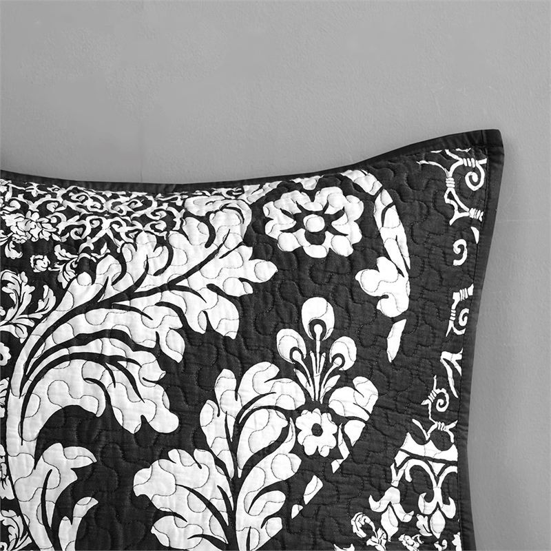 Madison Park Vienna 6-Piece Cotton Reversible Coverlet Set in Black