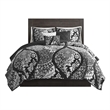 Madison Park Vienna 6-Piece Cotton Reversible Coverlet Set in Black
