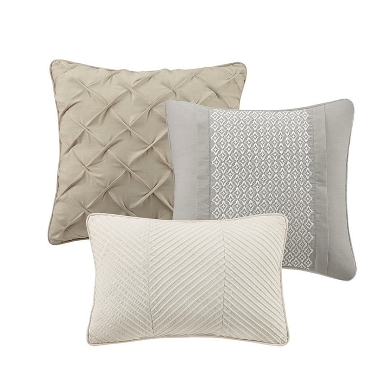 Madison Park Beacon 7 Piece Textured Cotton Blend Comforter Set in Gray